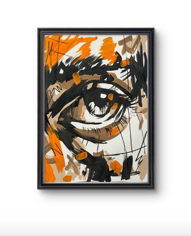 Original Abstract Eye Oculus Painting 9x12 paper Modern Wall Art Home Decor New