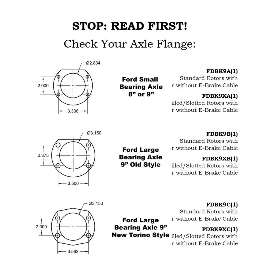Eixo de rolamento pequeno Ford conversão de disco traseiro rotores padrão sem freio de estacionamento - Imagem 2 de 4