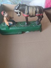 vintage cast iron toys horse wagon