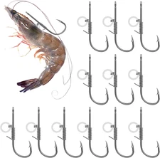 Fishing Hooks, Carbon Steel Barbed Live Shrimp Hooks, Bait Holder Hooks for Fres