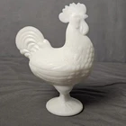 Vintage Milk Glass Rooster "nested" Bowl White Candy Dish