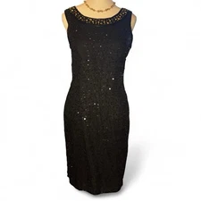 Vintage Women’s B2 & US By Mark & John Silk Beaded Midi Dress, Size M
