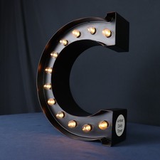 Light Up Letter C Marquee Sign LED Light Black Decorative Alphabet Lamp Time