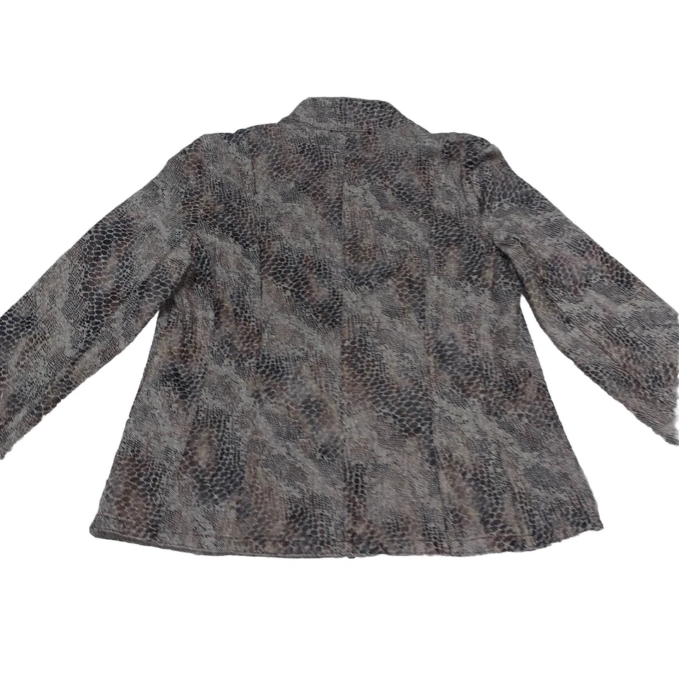 Elementz Women's Snake Skin Pattern Short Jacket Size Petite  Medium Brown Tones - Image 2 of 4