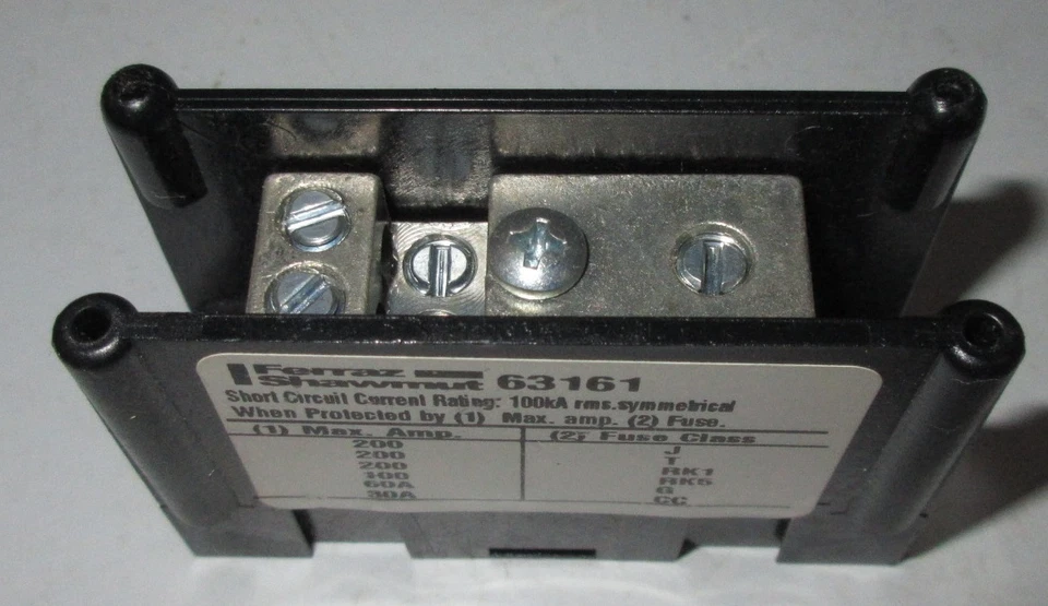 FERRAZ SHAWMUT POWER DISTRIBUTION BLOCK 63161 1 POLE 600V Short Circuit 100kA - Image 3 of 4