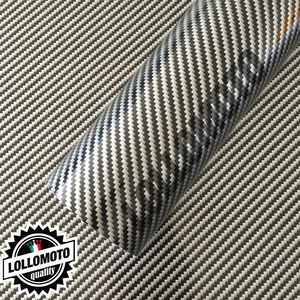 LOLLOMOTO Carbonio 2D Nero e Grigia Pellicola Adesiva Rivestimento Auto Car Wrapping Stick