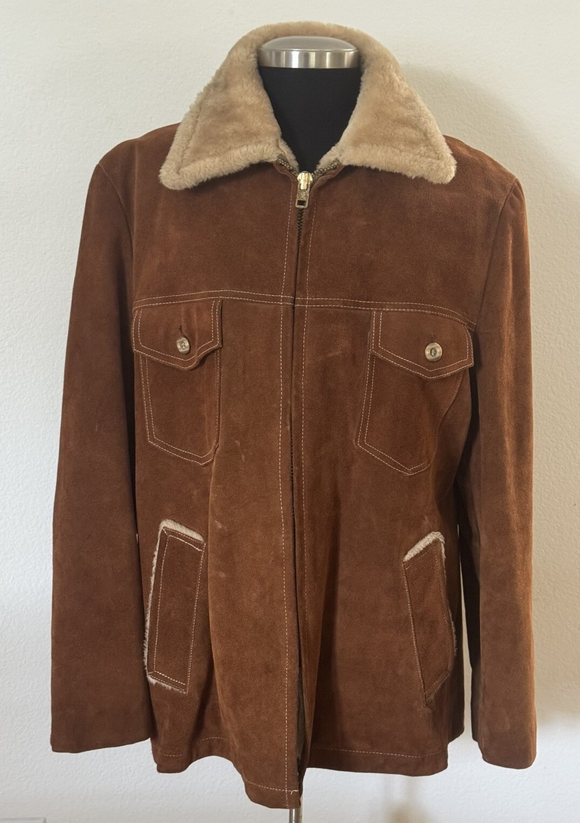 中古 William Barry Suede Jacket USA製 William Barry Vtg Leather Suede Sherpa Lined Jacket Coat