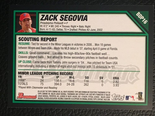 2007 Bowman Draft Picks Baseball - - - Pick A Card -#BPP1 - #BDP54 - Picture 94 of 270