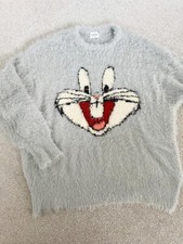 Rose Bud Dusty Grey Looney Tunes Bugs Bunny Sweater/ Knit Jumper One Size