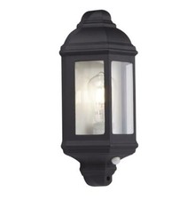 Outdoor Half Lantern Wall Light with PIR Motion Sensor 60W E27 Black