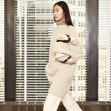 New $1690 The Row Kandel Oversized Cashmere Sweater in Beige sz S