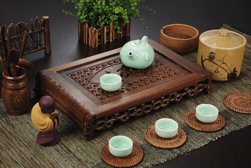 Tea Tray Wenge Wood Tea Table Rosewood Tea Table Solid Wood Water Holder Layers - Picture 3 of 14