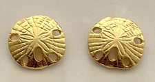 Sand Dollar Gold Tone Post Pierced Earrings 5/8” Beach Ocean Jewelry Sea Life