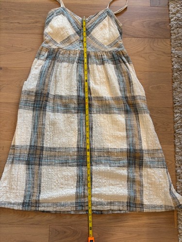 Lovestitch Plaid Sundress Size M Beige Boho Cottagecore Festival 100% Cotton - Picture 6 of 7
