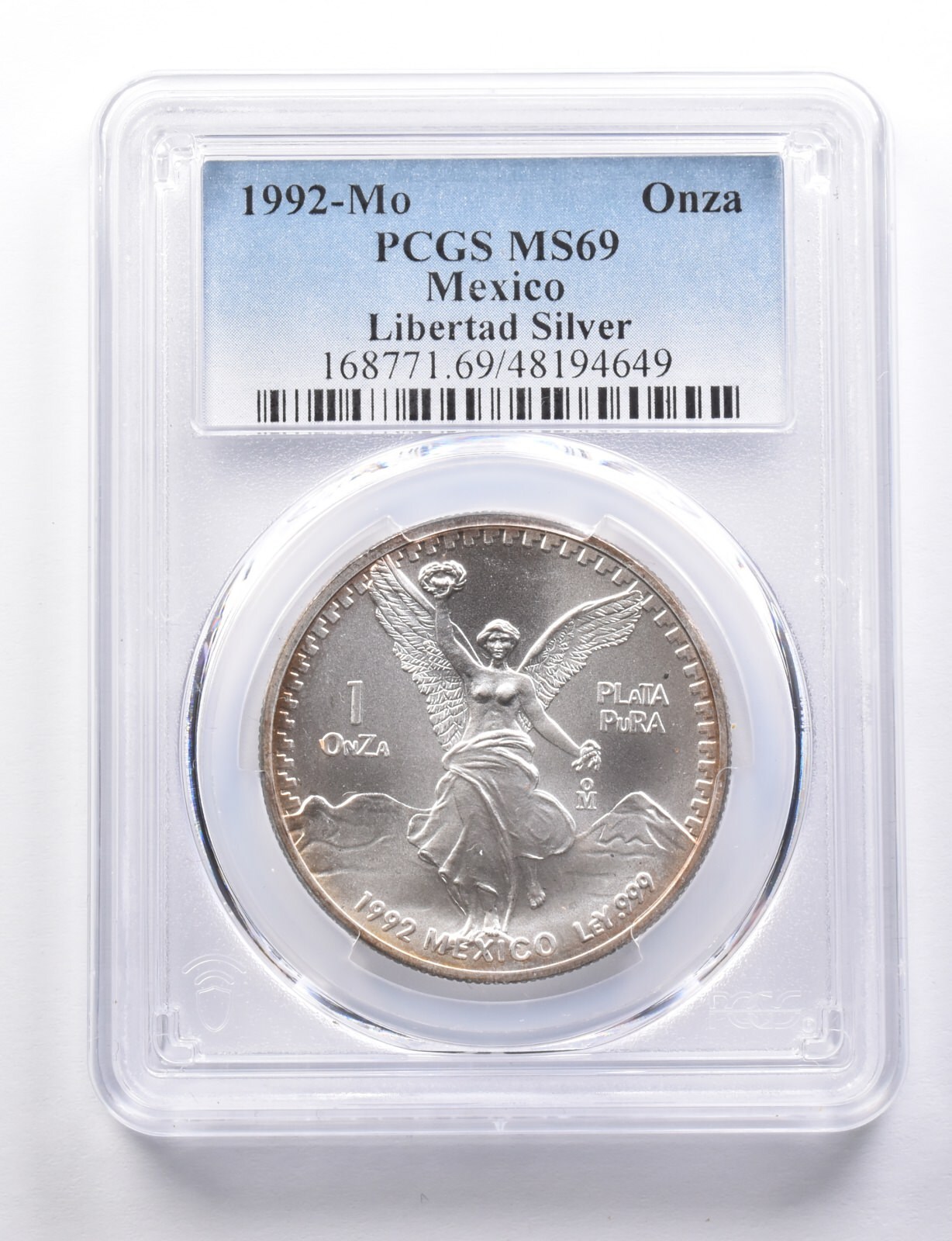 MS69 1992 Mo Mexico 1 Onza Silver Libertad PCGS *5739