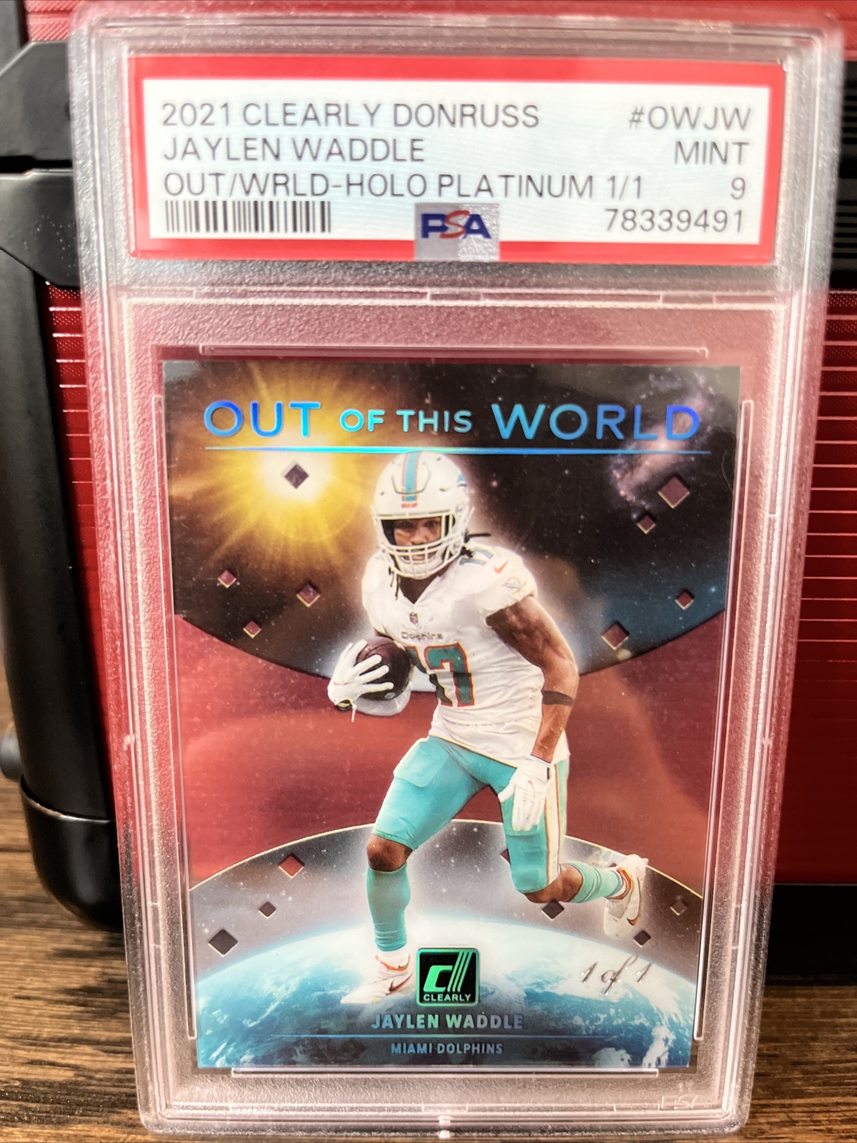 Jaylen Waddle Panini Clearly Donruss Out of This World #OWJW Holo Platinum 1/1