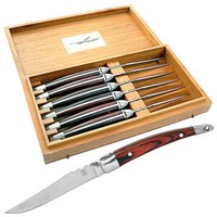 Laguiole 6Er Set Steakmesser Edelstahl Pizza Fleisch Grill Messer Holzgriff
