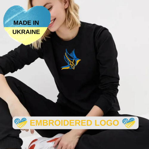 Unique Women's Sweatshirt with Ukrainian Dove of Peace Embroidery. - Picture 1 of 17