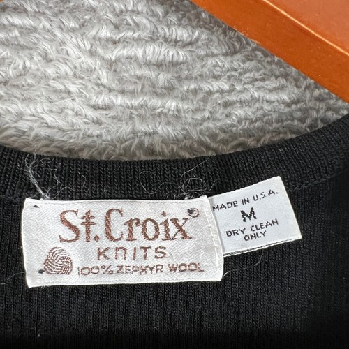 Vintage St. Croix Sweater Vest Mens Medium Black Zephyr Wool USA Grandpa - Picture 5 of 8