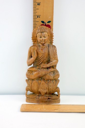 6.5" Meditating Monk Buddha Wooden Hand Carved Idol Sculpture for Home Decor - Picture 2 of 8