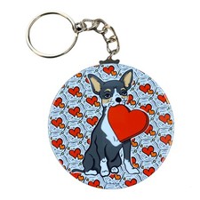 Chihuahua Dog Valentines Day Keychain Handmade Dog Accessories - Black Tricolor