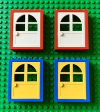 4 x LEGO Doors (2 x 6 x 6) - White Red Yellow Blue - Door Set / Bundle