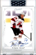 2020-21 Upper Deck Clear Cut Champs Rookies #CSM Ty Smith RC AUT0 - DEVILS