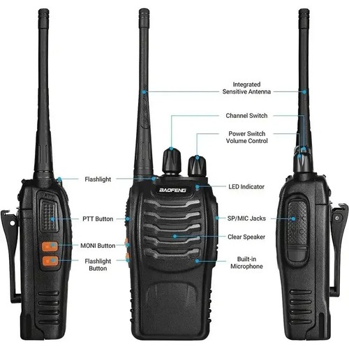 Baofeng Talkie-Walkie (Lot de 2) longue portée avec recharge USB - Zdjęcie 4 z 6