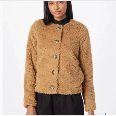 VERO MODA  Faux Fur Button Up Teddy Fleece Coat Women's Sz XS Winter Gorpcore