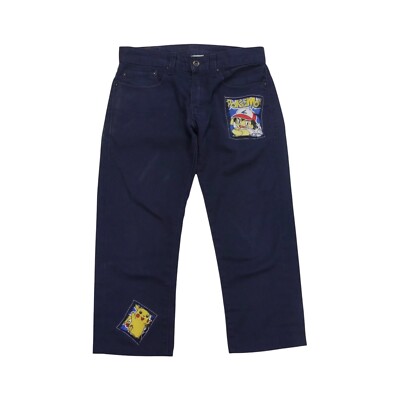 Levis 511 Jeans Herren Taille 31 Bein 22 Überarbeitet 3/4 Pokemon Patchwork Blau LV64