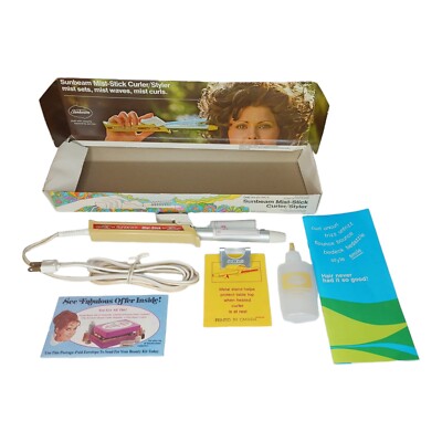 Vintage Sunbeam Mist Stick Curling Iron Styler Yellow Steam Brand New Prop