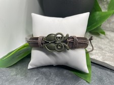 Leather Bracelet Stackable Adjustable Tie New Free Ship Charm Owl A3500
