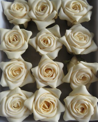 12 PCS Artificial Flowers Ivory Rose Heads Latex Touch Feels like velvet/suede