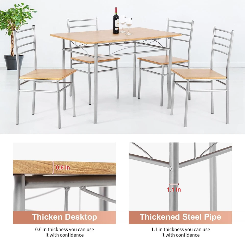 Dining Table Set Kitchen Table and Chairs for 4 Kitchen Table Dining Room Table - Image 2 of 4