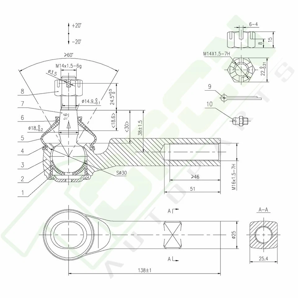 For 2008-2015 Buick Enclave 8PCS Front Tie Rod End Links Sway Bars Ball Joints Foto 3 de 4