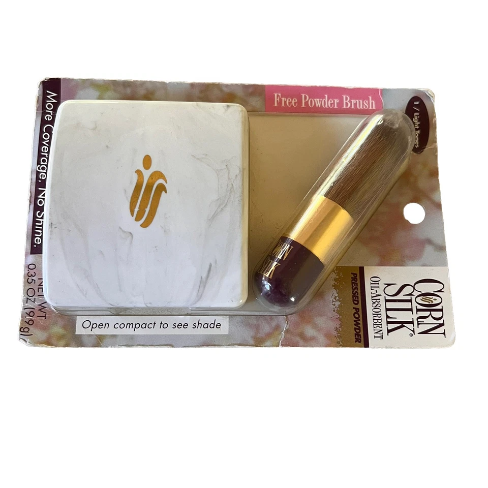 CORN SILK OIL ABSORBENT PRESSED POWDER~#1/Light Tones & Free Brush -Vintage NEW! - Image 2 of 4