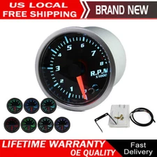 7 Color LED 2 Inch 52mm Car Tacho Tachometer Gauge Silver Housing