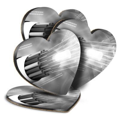 4x Heart MDF Coasters - BW - Binary Code Computer Tech  #39335