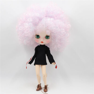 12'' Blythe factory Doll Dark mixed Afro hair 1/6 bjd Matte face Carved lips