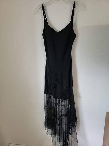 Nicole Batki Slip Dress Small Black Fairy Lace Overlay Gothic Whimsy Y2k Vtg NEw - Picture 2 of 21