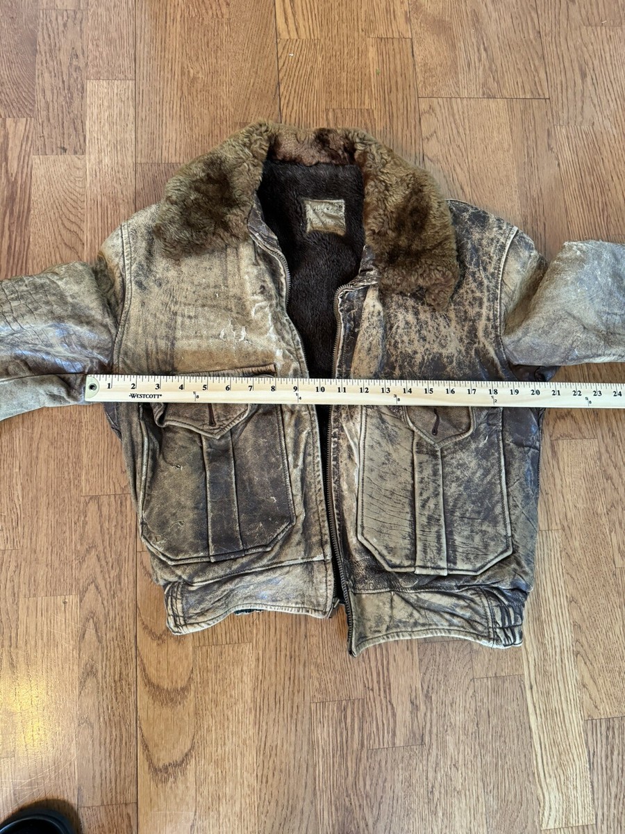 Vintage 1940s SPITFIRE Leather Bomber Alpaca Jacket A-2