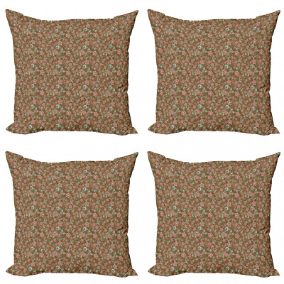 Brown und Blau 4 Teiliges Kissenbezugs Set Wirbels-Kreise