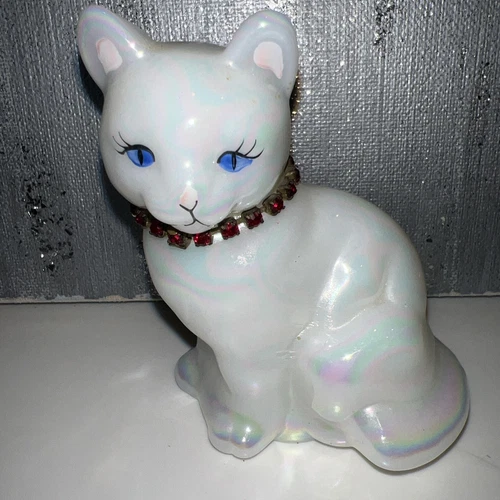 Cat Fenton Art Glass Figurine Opalescent