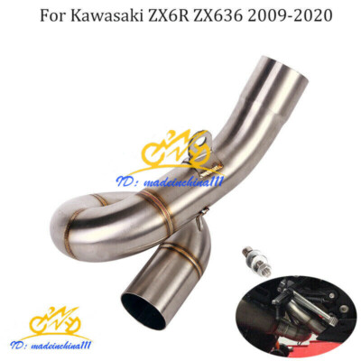 Exhaust Mid Link Pipe Slip On 51mm Connect Tube For Kawasaki ZX6R ZX636 2009-22