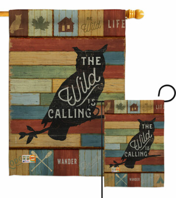 The Wild Is Calling Garden Flag Lodge Outdoor Decorative Gift Yard House Banner