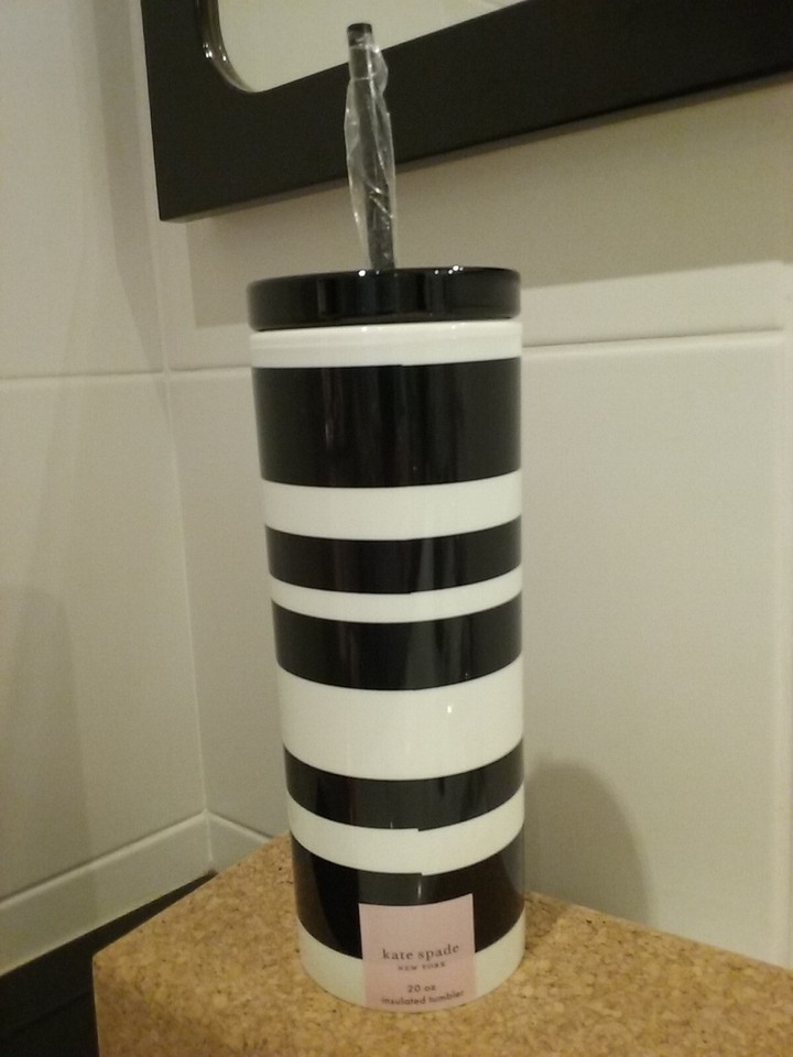 KATE SPADE 22 oz insulated tumbler acrylic, straw cold drink, Sarah