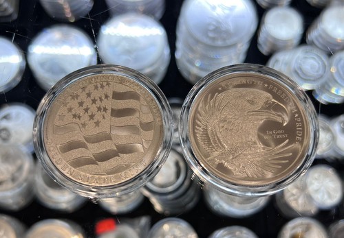 LOT OF 2 X 2oz Double Eagle Flag of Strength Freedom .999 SILVER IN CAPSULE - Picture 5 of 11