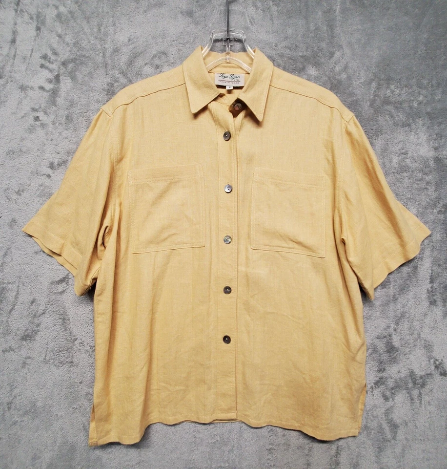 Conjunto de top y falda Liza Lynn Ltd para mujer talla S (top) M (falda) amarillo lino mezclado Foto 2 de 4