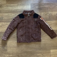 Disney Han Solo Kids Jacket Size 5 / 6 Brown Zip Up Star Wars Costume Disneyland