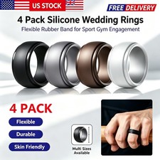 4 Pack Silicone Wedding Rings Flexible Rubber Bands for Sport Gym Men Women
